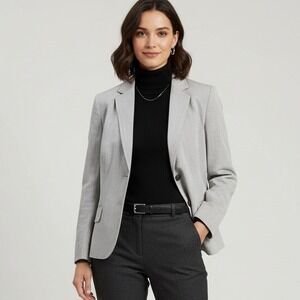Grace Elements Womens 14 Gray Pinstripe Blazer Jacket Career Office Work Stretch